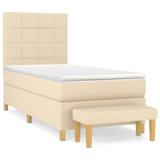vidaXL krémszínű szövet rugós ágy matraccal 90 x 200 cm ágy és ágykellék