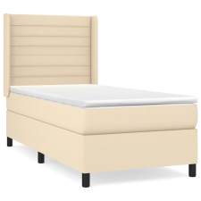 vidaXL krémszínű szövet rugós ágy matraccal 90 x 200 cm (3131486) ágy és ágykellék