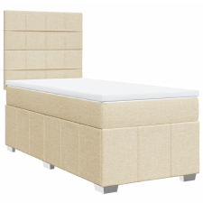 vidaXL krémszínű szövet rugós ágy matraccal 90 x 200 cm (3291556) ágy és ágykellék