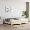 vidaXL Krémszínű szövet rugós ágykeret 200x200 cm