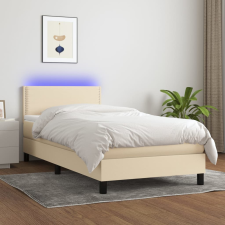 vidaXL krémszínű szövet rugós és LED-es ágy matraccal 100x200 cm ágy és ágykellék