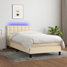 vidaXL krémszínű szövet rugós és LED-es ágy matraccal 100x200 cm ágy és ágykellék
