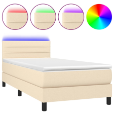 vidaXL krémszínű szövet rugós és LED-es ágy matraccal 100x200 cm (3133218) ágy és ágykellék