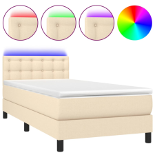 vidaXL krémszínű szövet rugós és LED-es ágy matraccal 100x200 cm (3133458) ágy és ágykellék