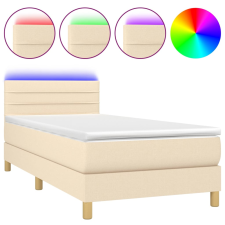 vidaXL krémszínű szövet rugós és LED-es ágy matraccal 100x200 cm (3133778) ágy és ágykellék