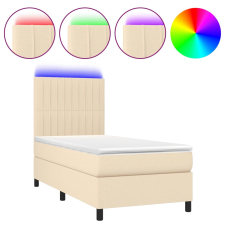 vidaXL krémszínű szövet rugós és LED-es ágy matraccal 100x200 cm (3135018) ágy és ágykellék