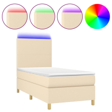 vidaXL krémszínű szövet rugós és LED-es ágy matraccal 100x200 cm (3135258) ágy és ágykellék