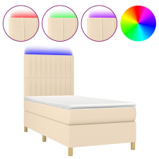 vidaXL krémszínű szövet rugós és LED-es ágy matraccal 100x200 cm (3135578) ágy és ágykellék