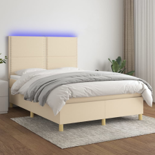 vidaXL krémszínű szövet rugós és LED-es ágy matraccal 140x190cm ágy és ágykellék