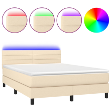 vidaXL krémszínű szövet rugós és LED-es ágy matraccal 140x190cm (3133234) ágy és ágykellék