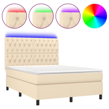 vidaXL krémszínű szövet rugós és LED-es ágy matraccal 140x190cm (3135114) ágy és ágykellék