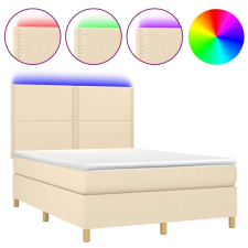 vidaXL krémszínű szövet rugós és LED-es ágy matraccal 140x190cm (3135354) ágy és ágykellék