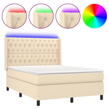 vidaXL krémszínű szövet rugós és LED-es ágy matraccal 140x190cm (3138554) ágy és ágykellék