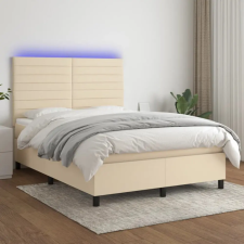 vidaXL krémszínű szövet rugós és LED-es ágy matraccal 140x200 cm ágy és ágykellék