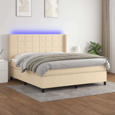 vidaXL krémszínű szövet rugós és LED-es ágy matraccal 160x200 cm ágy és ágykellék