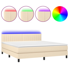 vidaXL krémszínű szövet rugós és LED-es ágy matraccal 160x200 cm (3133330) ágy és ágykellék