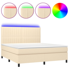 vidaXL krémszínű szövet rugós és LED-es ágy matraccal 160x200 cm (3135050) ágy és ágykellék