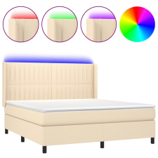 vidaXL krémszínű szövet rugós és LED-es ágy matraccal 160x200 cm (3138490) ágy és ágykellék