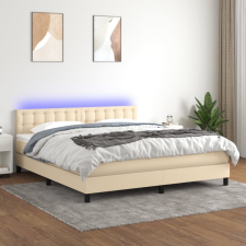 vidaXL krémszínű szövet rugós és LED-es ágy matraccal 180 x 200 cm ágy és ágykellék
