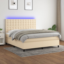 vidaXL krémszínű szövet rugós és LED-es ágy matraccal 180 x 200 cm ágy és ágykellék