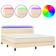 vidaXL krémszínű szövet rugós és LED-es ágy matraccal 180 x 200 cm (3133258) ágy és ágykellék