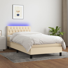 vidaXL krémszínű szövet rugós és LED-es ágy matraccal 90x190 cm ágy és ágykellék