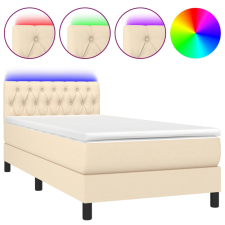 vidaXL krémszínű szövet rugós és LED-es ágy matraccal 90x190 cm (3133362) ágy és ágykellék
