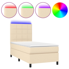 vidaXL krémszínű szövet rugós és LED-es ágy matraccal 90x190 cm (3134842) ágy és ágykellék