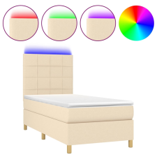vidaXL krémszínű szövet rugós és LED-es ágy matraccal 90x200 cm (3135410) ágy és ágykellék