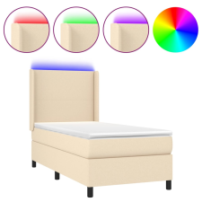 vidaXL krémszínű szövet rugós és LED-es ágy matraccal 90x200 cm (3138130) ágy és ágykellék