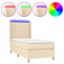 vidaXL krémszínű szövet rugós és LED-es ágy matraccal 90x200 cm (3138850) ágy és ágykellék