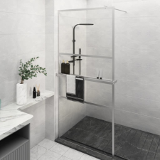 vidaXL króm ESG üveg és alumínium zuhanyfal polccal 100 x 195 cm kád, zuhanykabin