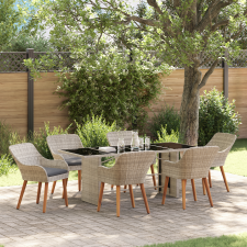 vidaXL Kültéri étkező szett 7 pcs Világosszürke 190 x 80 x 74 cm kerti bútor