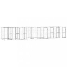 vidaXL Kültéri horganyozott acél kutyakennel 21,78 m² szállítóbox, fekhely kutyáknak