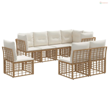 vidaXL Kültéri kanapé szett párnával 8 pcs Természetes Poliészter kerti bútor