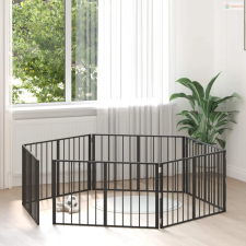 vidaXL Kutya Kapu 6 pcs Fekete 100 x 60 cm Horganyzott acél szállítóbox, fekhely kutyáknak