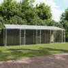 vidaXL Kutya ketrec tetővel Ezüst 800 x 200 x 256 cm Acél és PE