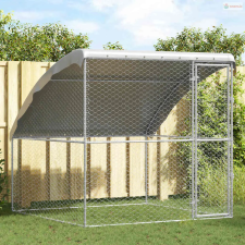vidaXL Kutyaház tárolóval Ezüst 2 x 2 x 2 m Horganyzott acél szállítóbox, fekhely kutyáknak