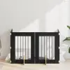 vidaXL Kutyakerítés állványokkal 4 pcs Fekete Tölgy 60 x 80 cm