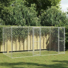 vidaXL Kutyaketrec Ezüst 400 x 200 x 200 cm Horganyzott acél szállítóbox, fekhely kutyáknak