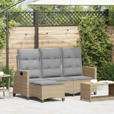vidaXL L-alakú bézs polyrattan fekvő kerti kanapé párnákkal kerti bútor