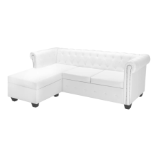 vidaXL L-alakú fehér műbőr Chesterfield kanapé bútor