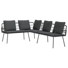 vidaXL L-alakú kanapé Fekete 231x173x78 cm Polirattan (4108263) kerti bútor