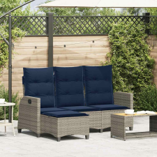 vidaXL L-alakú szürke polyrattan fekvő kerti kanapé párnákkal kerti bútor
