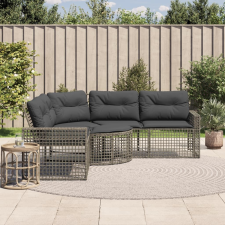 vidaXL L-alakú szürke polyrattan kerti kanapé párnákkal és lábtartóval kerti bútor