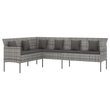vidaXL L-alakú szürke polyrattan kerti kanapé párnával (362337) kerti bútor