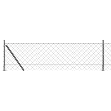 vidaXL Lánc kerítés 13 flanged poszttal 0.6x25 m Galvanizált acél (3351271) építőanyag