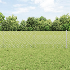 vidaXL Láncfonatos Kerítés 22 U Oszloppal Ezüst 0.6x25 m Acél építőanyag