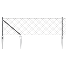 vidaXL lánckapcsolatos kerítés 13 tüskeoszloppal 0.6x25 m horganyzott acél (3351195) építőanyag