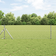 vidaXL Lánckerítés 13 oszloppal 0.4x25 m Galvanizált Acél építőanyag